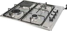 Plita incorporabila Zilan ZLN1918 GPL si Gaz natural 58x50 cm, 3 ochiuri, 1 ochi electric, duze de schimb incluse, aprindere electrica, Inox