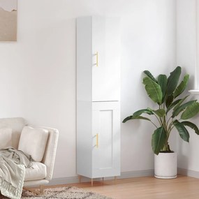 vidaXL Dulap înalt, alb extralucios, 34,5x34x180 cm, lemn prelucrat
