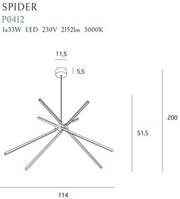 Lustra LED design modern SPIDER negru P0412 MX