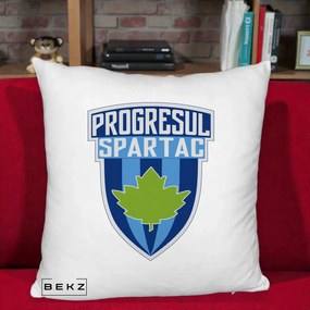 Perna Personalizata Progresul Spartac Fotbal, 40x40 cm, Alb Pufos, Husa Detasabila, Perna Inclusa, BEKZ®