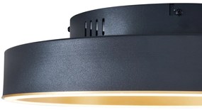 Plafonieră de design neagră cu auriu 40cm incl. LED cu comutator cu 3 căi - Ingo