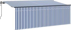 vidaXL Cortina Retractabilă Albastru și Alb 350 x 200 cm