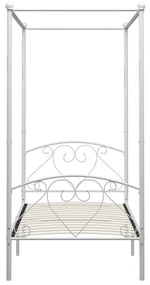 Cadru de pat cu baldachin, alb, 100 x 200 cm, metal Alb, 100 x 200 cm