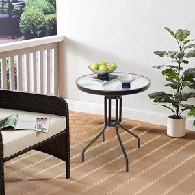 Masa rotunda de gradina cu blat de sticla ISLAND 60 cm, negru