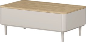 Măsuță de cafea Elivo 100 cm cu sertare pe picioare - cașmir / stejar uleiat