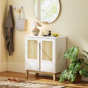 HOMCOM Bufet, mobilier de depozitare cu 2 uși, 2 sertare și raft reglabil, 80 x 40 x 86 cm, alb și stejar | Aosom Romania