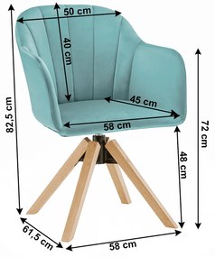 Fotoliu rotativ, textil Velvet, neomint fag, DALIO