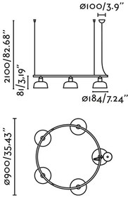 Lustra suspendata metal TATAWIN S 5L negru, alb
