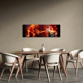 Tablou - Muzica în flăcări (cu ceas) (90x30 cm)