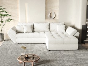 Colțar extensibil dumonde cu ladă de depozitare si sezut confortabil din spuma high-density, Loana Euphoria Ivory II 270x185 cm