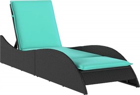 vidaXL Șezlong cu pernă, negru, 60x205x73 cm, poliratan