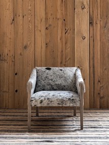 Fotoliu din lemn masiv și piele naturală cu model unic, 68×83×72 cm, „Rochebrune"