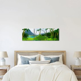 Tablou - Lac în junglă (cu ceas) (90x30 cm)