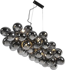 Lampa suspendată inteligentă neagră cu sticlă fumurie cu 8 lumini, incluzând 8 Wifi G9 - Uvas