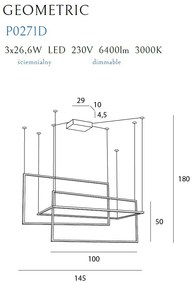 Lustra LED dimabila, XXL suspendata design modern GEOMETRIC negru P0271D MX