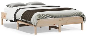 vidaXL Cadru de pat fără saltea, 135x190 cm, lemn masiv de pin