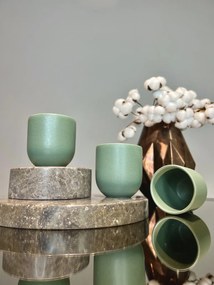 Pahar Cafea Novum (Verde Menta Pudrat-Mat, 150ml) Gresie Glazurata Manual