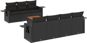 vidaXL Set mobilier de grădină cu perne, 8 piese, negru, poliratan