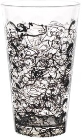 Set 3 pahare din sticla cu linii negre asimetrice. 450ml