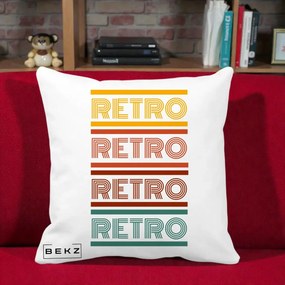 Perna Decorativa RETRO Text Multicolor, 40x40 cm, Alba Mata, Husa Detasabila, Perna Inclusa, BEKZ®