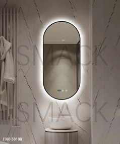 Oglindă LED Touch Premium, Dezaburire, Rama Negra, 3 Tipuri Lumină 50/100 cm