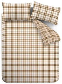 Lenjerie de pat portocalie-maro deschis pentru pat dublu, extinsă 230x220 cm Kelso Check – Catherine Lansfield