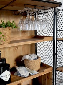 Etajera - Bar stil industrial, din lemn reciclat, cu spatii de depozitare