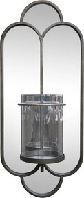 Oglinda de perete din metal, cu suport pentru lumanari, H50cm, Caldely