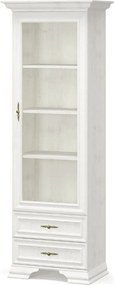 Vitrina living clasica IRYS, pin alb anderson, PAL laminat, 70x43x198
