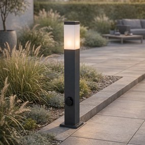 Lampă de exterior gri închis 80 cm cu soclu IP44 - Malios