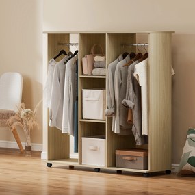 HOMCOM Dulap cu 5 Rafturi și 6 Roți, 120x40x128 cm, Negru | Aosom Romania