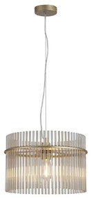 Lustra suspendata metal auriu, tije din sticla Swizzle