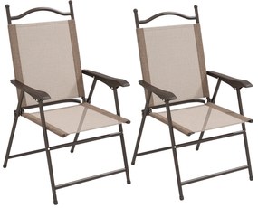 Outsunny Set de 2 scaune pliabile, Scaune pentru gradina cu cotiera, sezut cu tesatura din plasa care permite trecerea aerului | Aosom Romania
