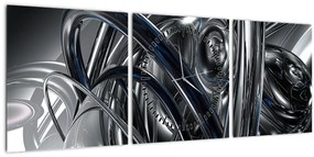 Tabloul cu abstracție gri cu albastru (cu ceas) (90x30 cm)
