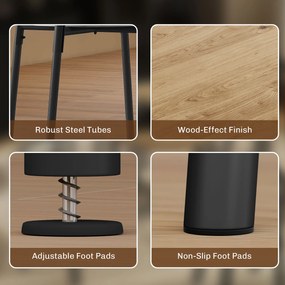 HOMCOM Set Masă Rotundă de Dining cu 4 Scaune Economisitor de Spațiu în Lemn și Metal Stil Industrial | Aosom Romania