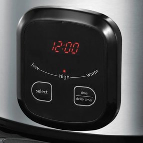 Slow cooker Russell Hobbs MaxiCook 22750-56, 200 W, 6 L,  3 setari temperatura, Timer, Oala mobila, Argintiu/Negru
