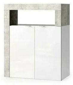 Dulap coloana mediu LC Mobili Italia Hamburg 64x78 cm finisaj alb lucios/gri beton
