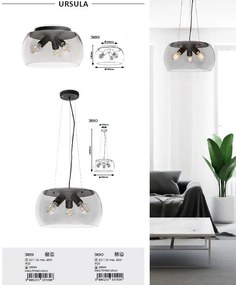 Pendul design modern Ursula negru 40cm