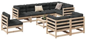 3299508 vidaXL Set canapea de grădină, 9 piese, lemn masiv de pin