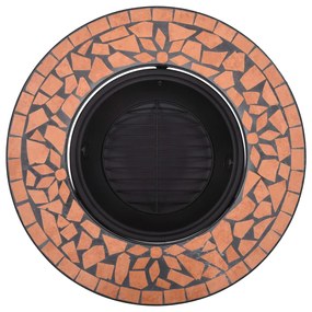 Vatra de foc cu mozaic, caramiziu, 68 cm, ceramica Terracota