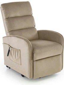 Fotoliu recliner MARONI, stofa catifelata bej - Bluvel 40, 62x92/165x1