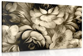 Tablou lumea impresionistă a florilor în design sepia