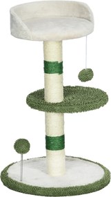 PawHut Ansamblu de joacă pentru pisici cu culcuș pentru pisici, 2 bile, platformă și stâlp din sisal, verde și alb | Aosom Romania