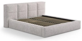 Pat matrimonial bej tapițat cu spațiu de depozitare cu somieră 200x200 cm Simon Darren – Micadoni