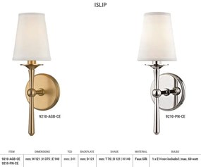 Aplica de perete design clasic ISLIP nichel lucios