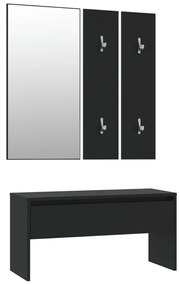 833512 vidaXL Set de mobilier pentru hol, negru, lemn prelucrat