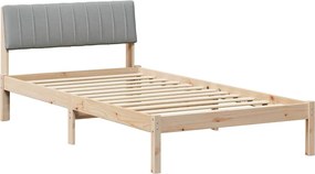 vidaXL Cadru de pat Maro și gri deschis 100 x 200 cm Lemn masiv de pin