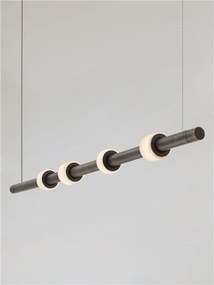 Lustra tub subtire aluminiu gri inchis si alabastru LED MARLOW