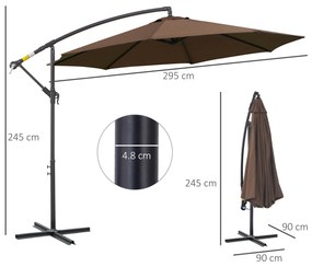 Outsunny Umbrelă Exterioară cu Manivelă, din Oțel și Poliester Rezistent la UV, Ø295x245 cm, Alb Crem | Aosom Romania