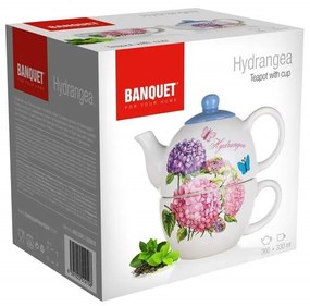 Ceainic ceramic Banquet HYDRANGEA, cu ceașcă